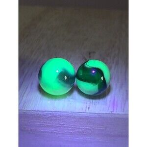 Vtg Uranium Marble Black Grey Mauve Glass Marble 2 pc  .58-.61